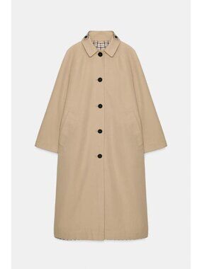 ZARA REVERSIBLE PLAID TRENCH COAT ZW COLLECTION
